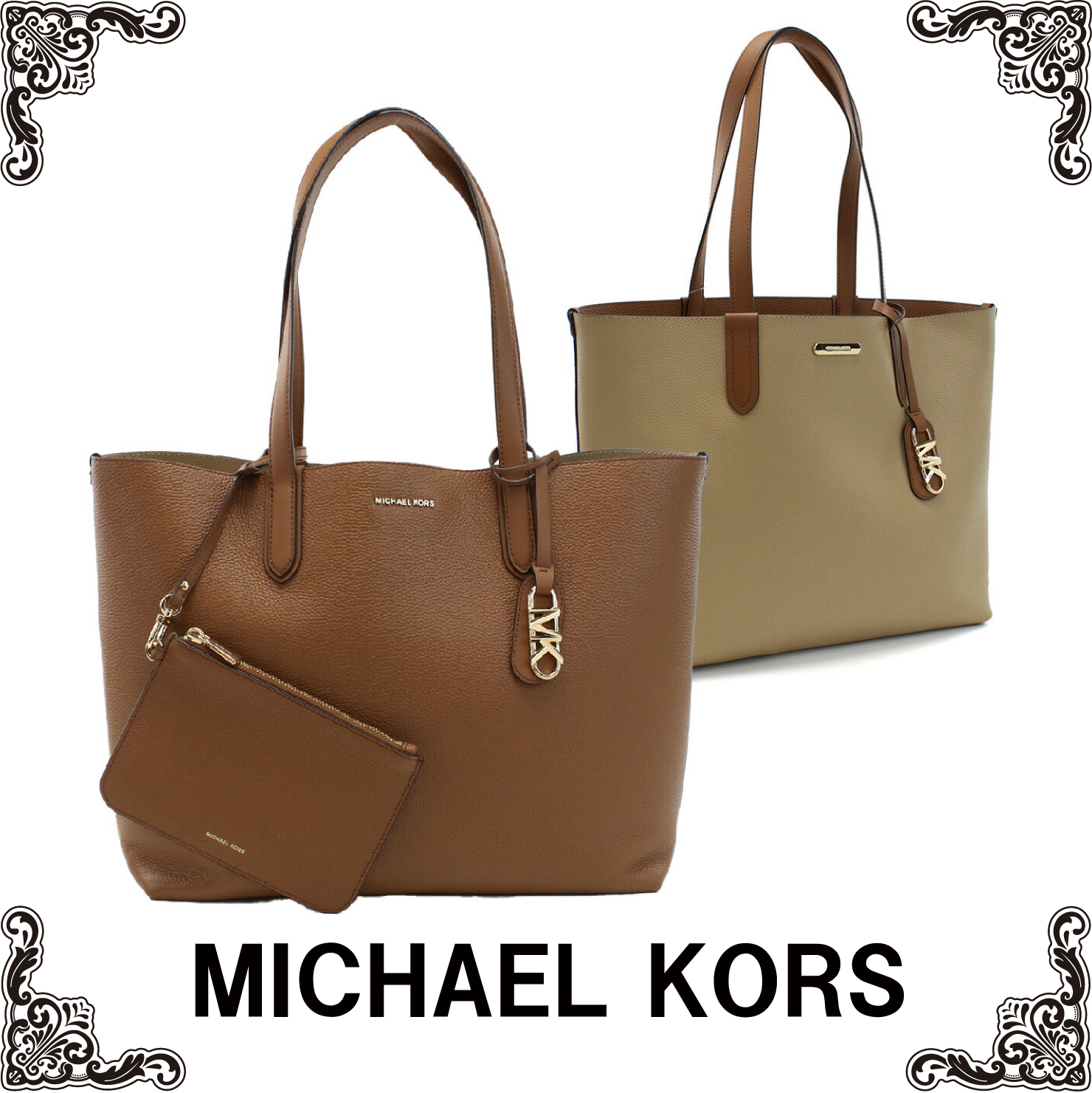 マイケル・コース MICHAEL KORS ELIZA トートバッグ　ブランド 30F3GZAT4T　LEATHER　230 LUGGAGE ブラウン系　bag-01