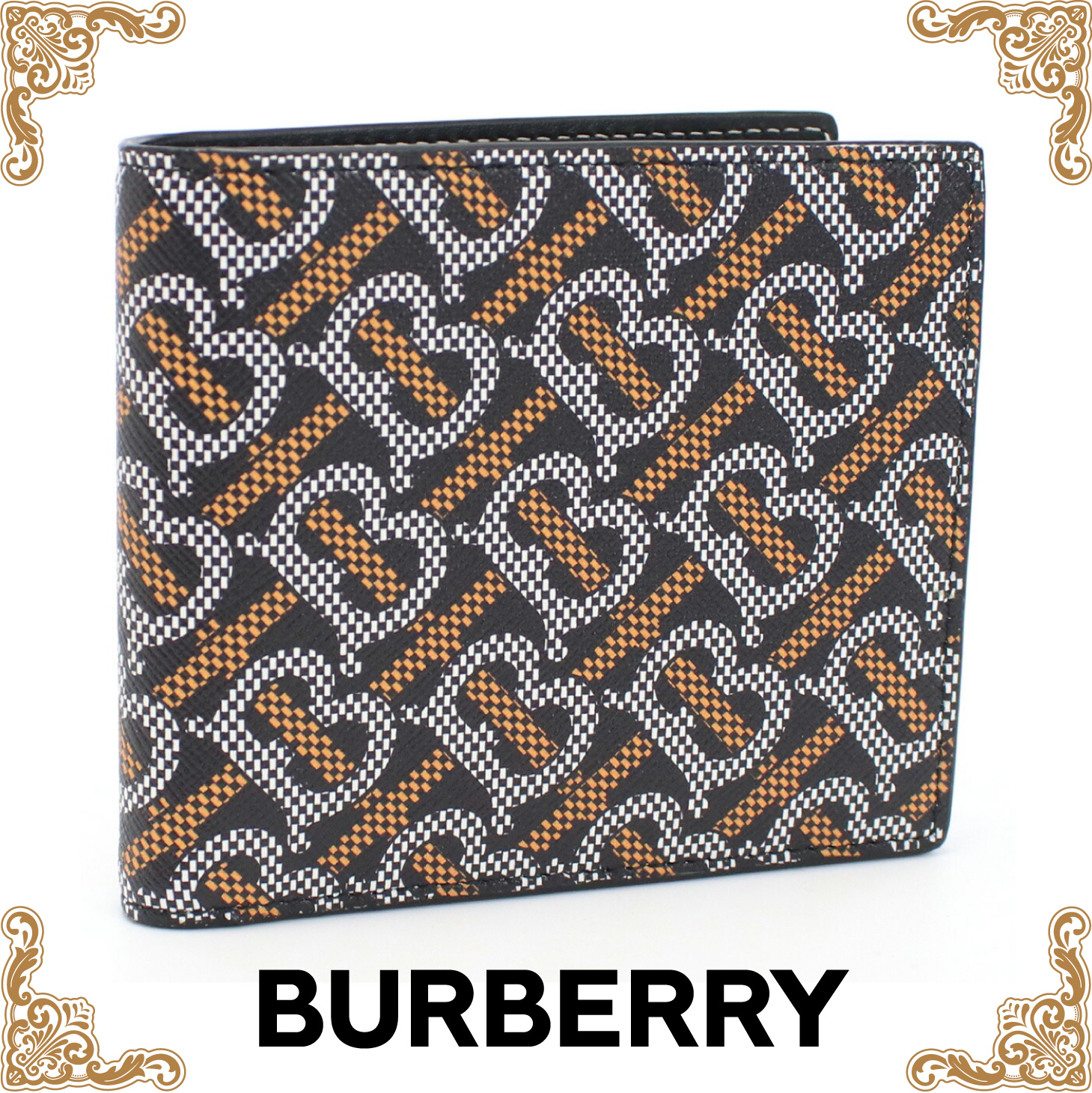 バーバリー BURBERRY  二折財布 ブランド  8059339 A2598 BLACK-ORANGE ブラック マルチカラー wallet-01 mini-01