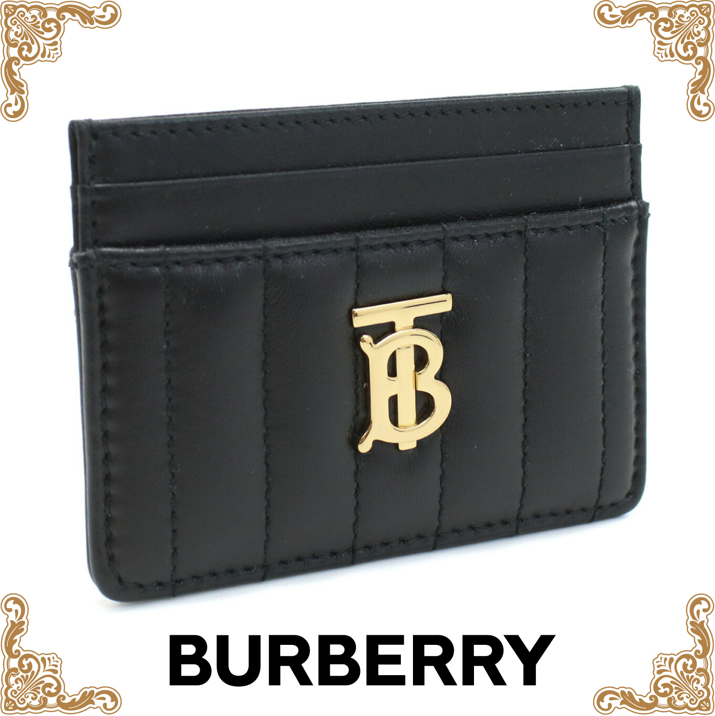 バーバリー BURBERRY  カードケース ブランド 8062374 A7527 BLACK-LIGHT GOLD ブラック gsw-3