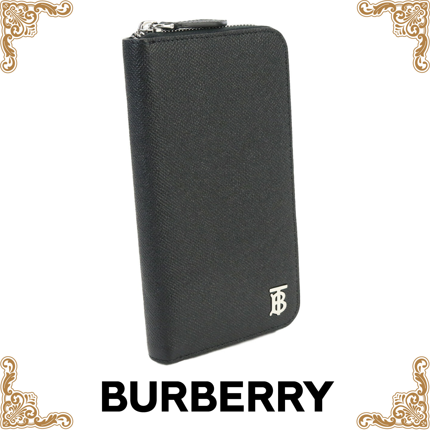 バーバリー BURBERRY  長財布ラウンドファスナー ブランド メンズ  8062696　A1189 BLACK ブラック wallet-01