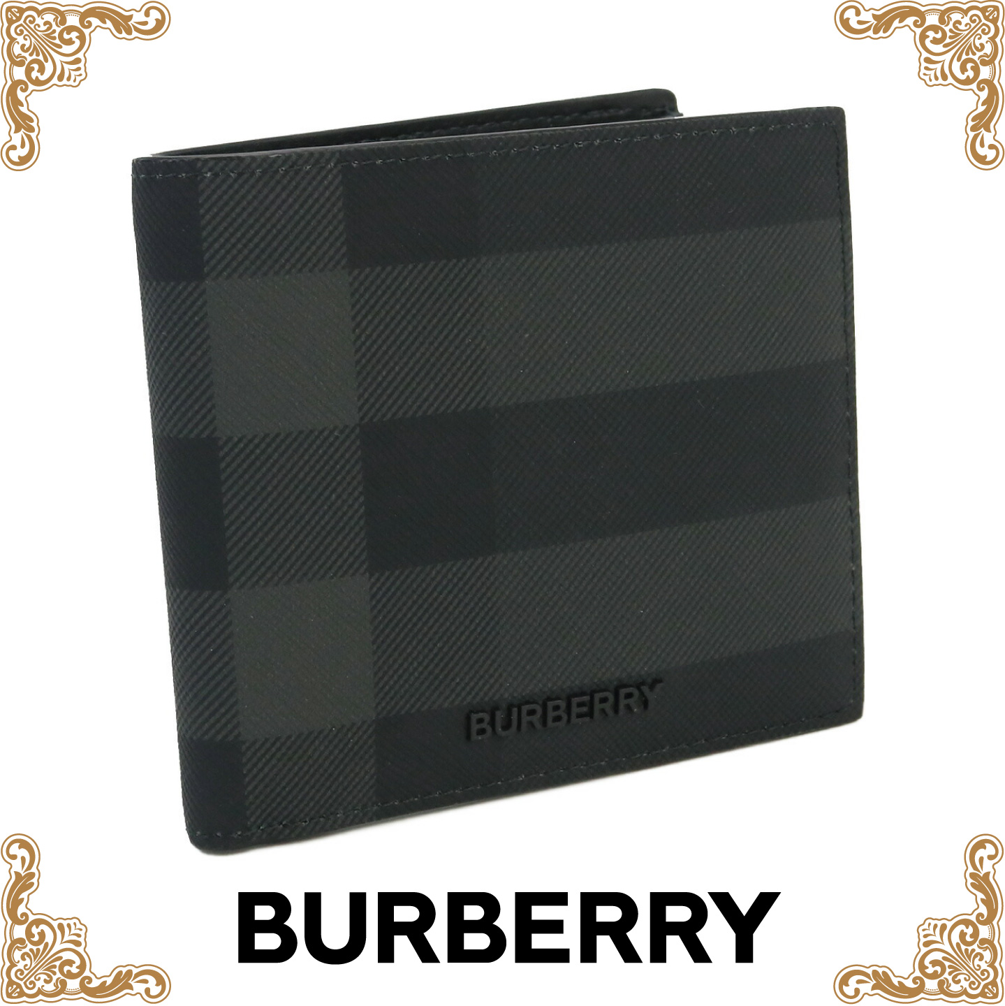 バーバリー BURBERRY  二折財布小銭入付き ブランド  8070201 A1208 CHARCOAL ブラック グレー系 mini-01 wallet-01