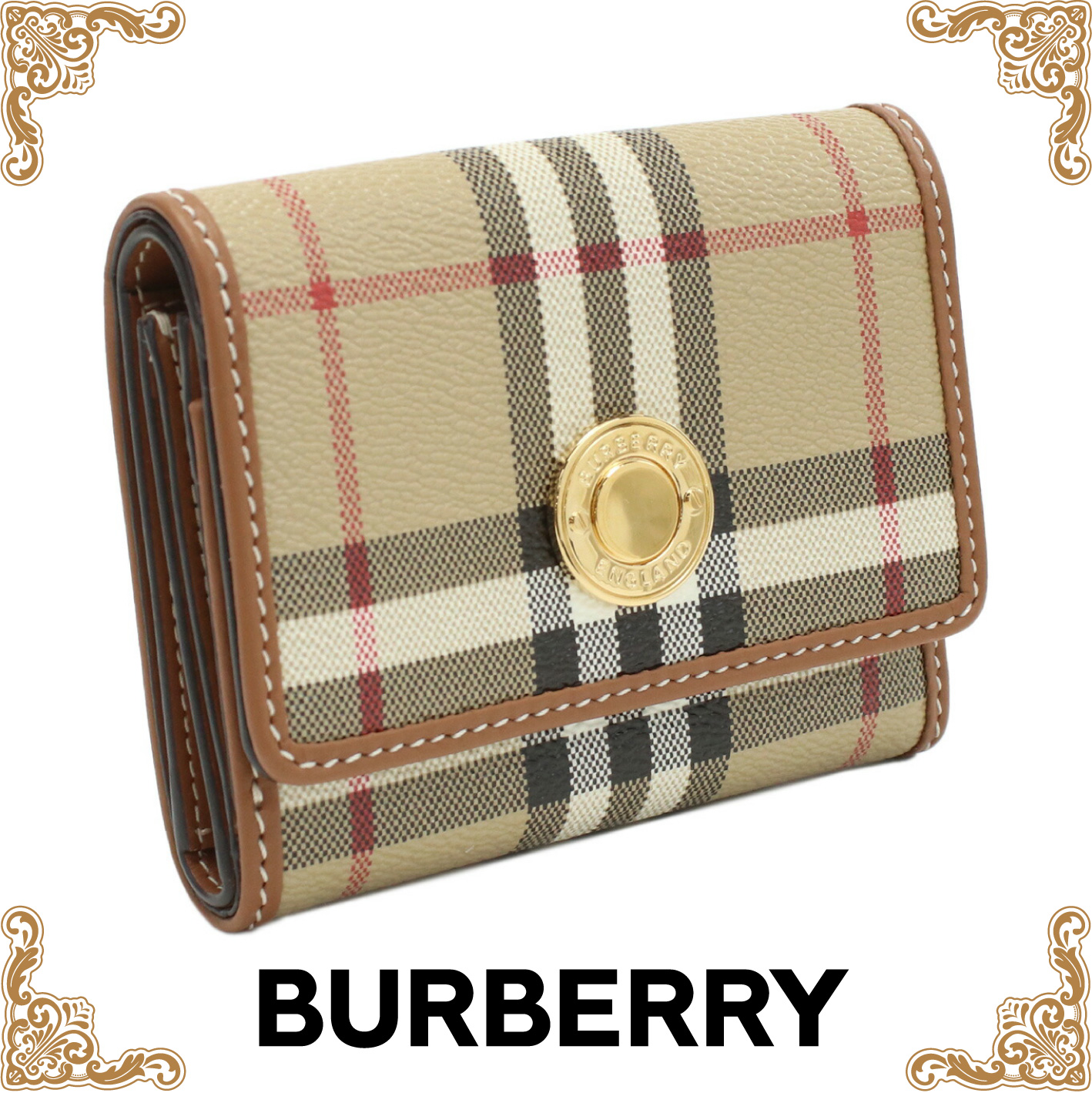 バーバリー BURBERRY  三折財布 ブランド  8070415　A7026 ARCHIVE BEIGE wallet-01 mini-01