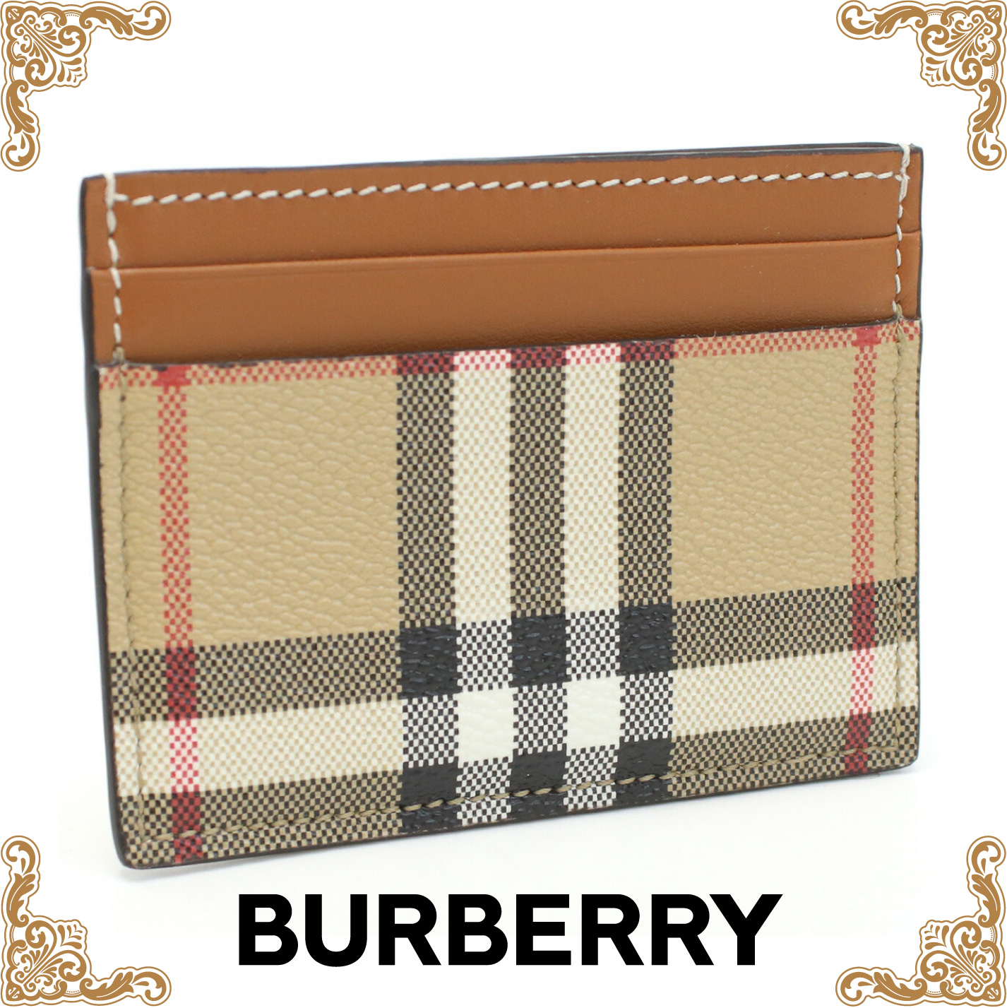 バーバリー BURBERRY  カードケース ブランド 8070418　A7026 ARCHIVE BEIGE ベージュ系　gsw-3