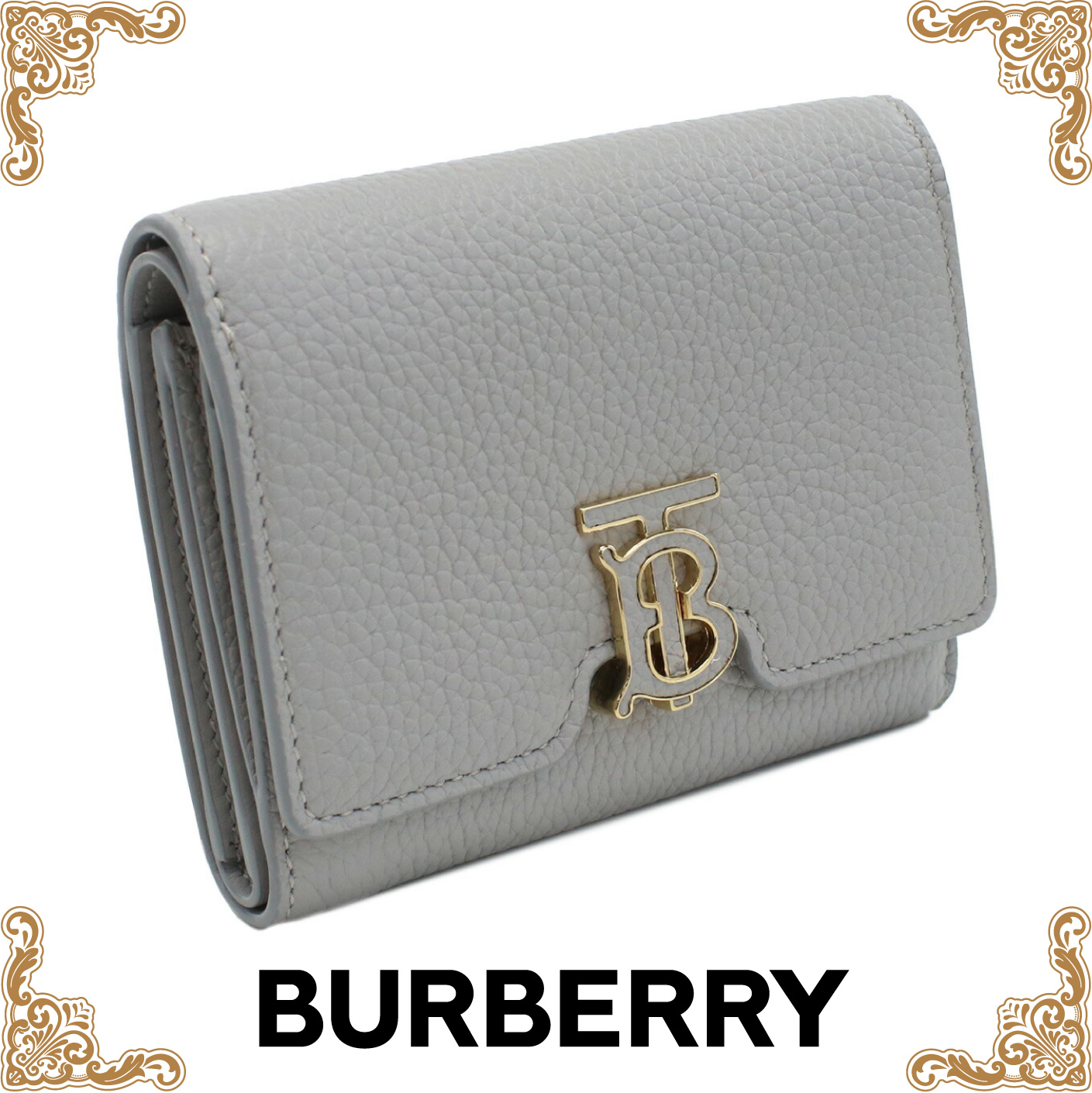 バーバリー BURBERRY  三折財布 ブランド TBロゴ 8070433　A1373 LIGHT GREY MELANGE wallet-01 mini-01