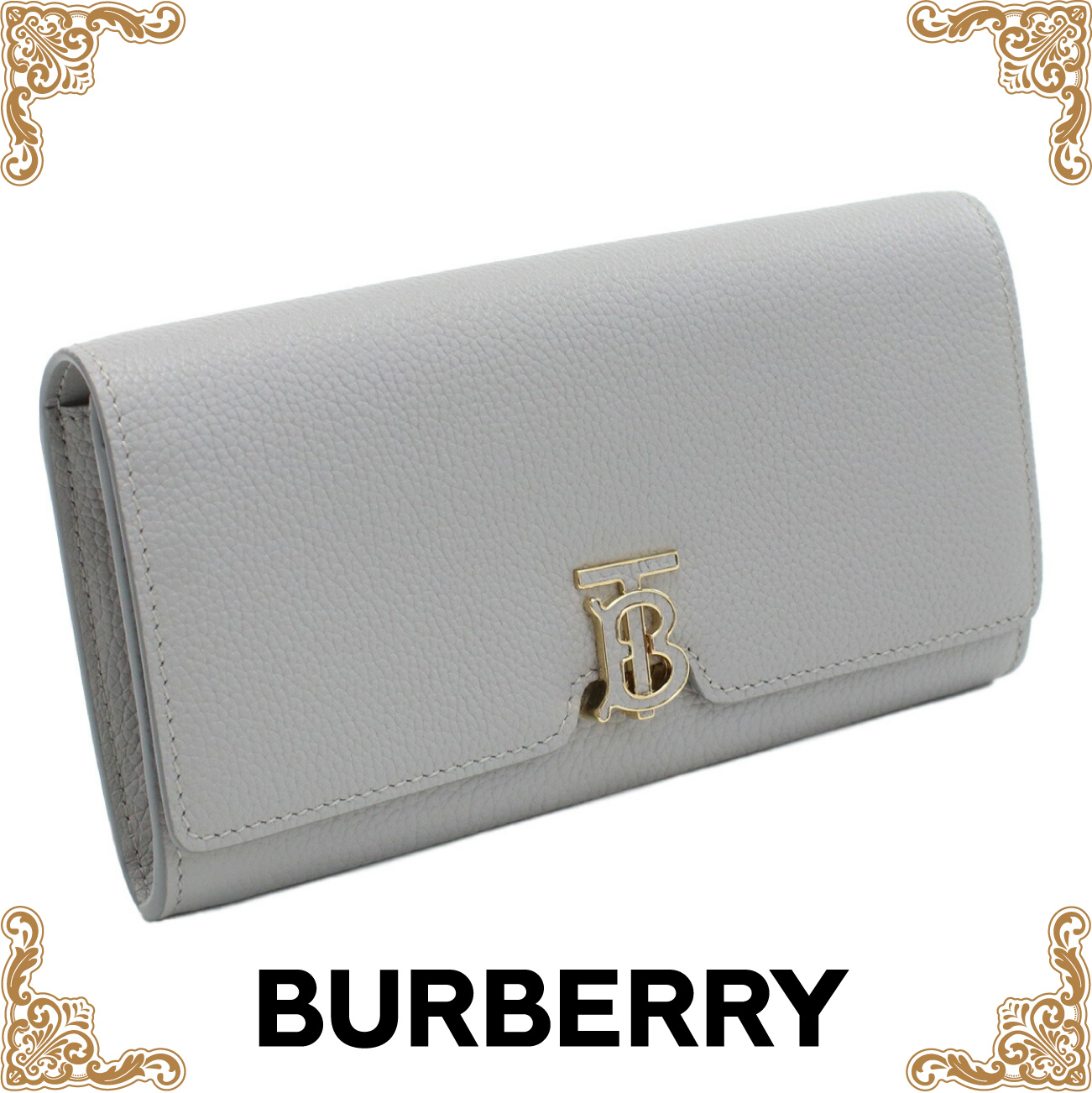 バーバリー BURBERRY  長財布ニ折 ブランド TBロゴ 8070435　A1373 LIGHT GREY MELANGE wallet-01