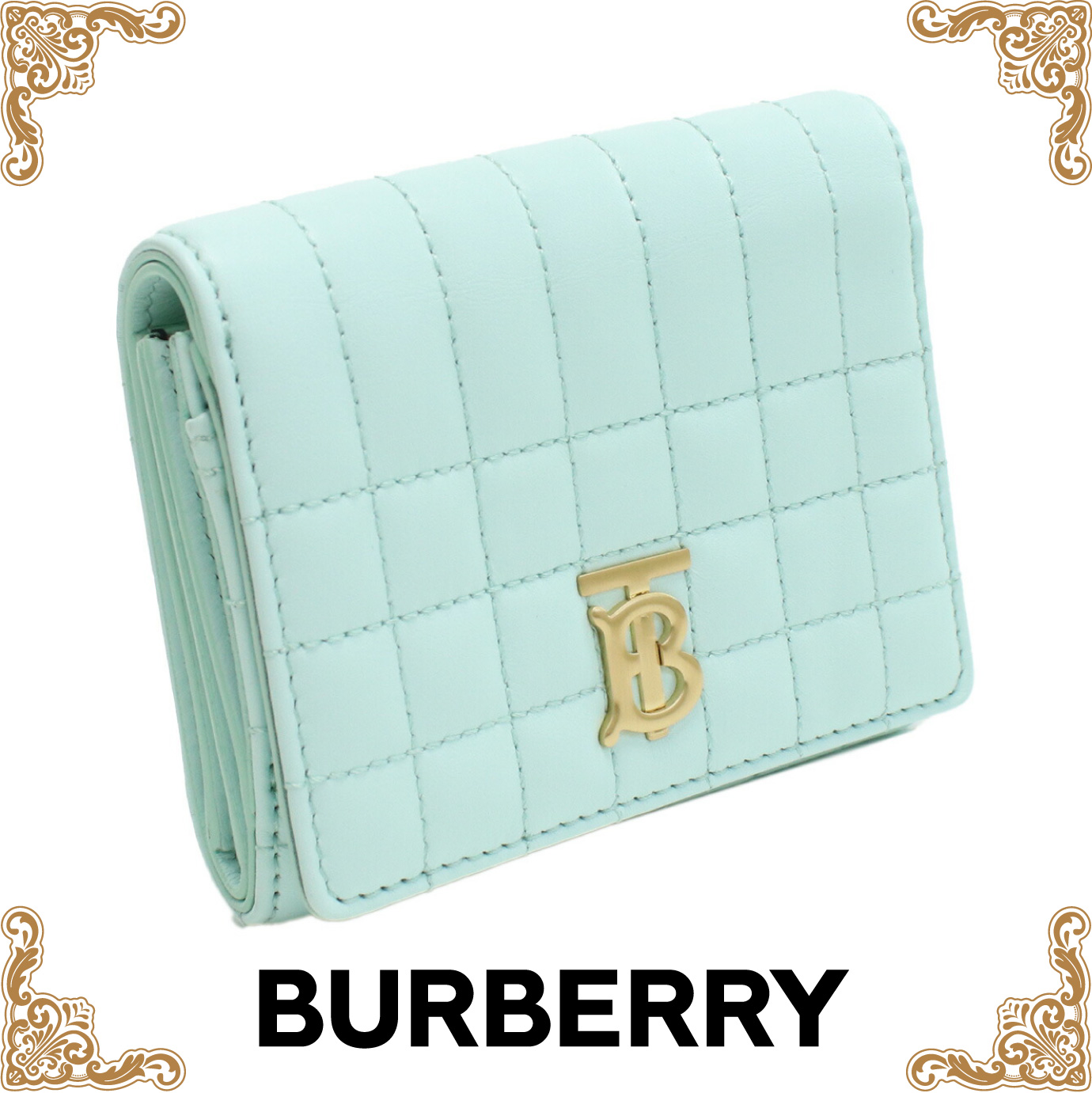 バーバリー BURBERRY  三折財布 ブランド TBロゴ 8072780　B6527 COOL MINT wallet-01