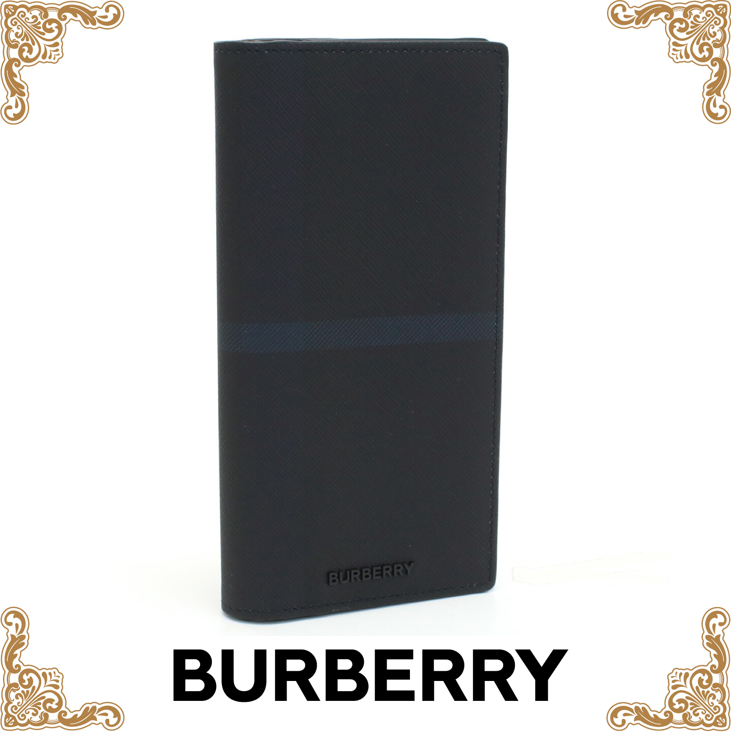 バーバリー BURBERRY  長財布ニ折小銭入付き　ブランド 8074689　B2871 DARK CHARCOAL BLUE ネイビー系　wallet-01