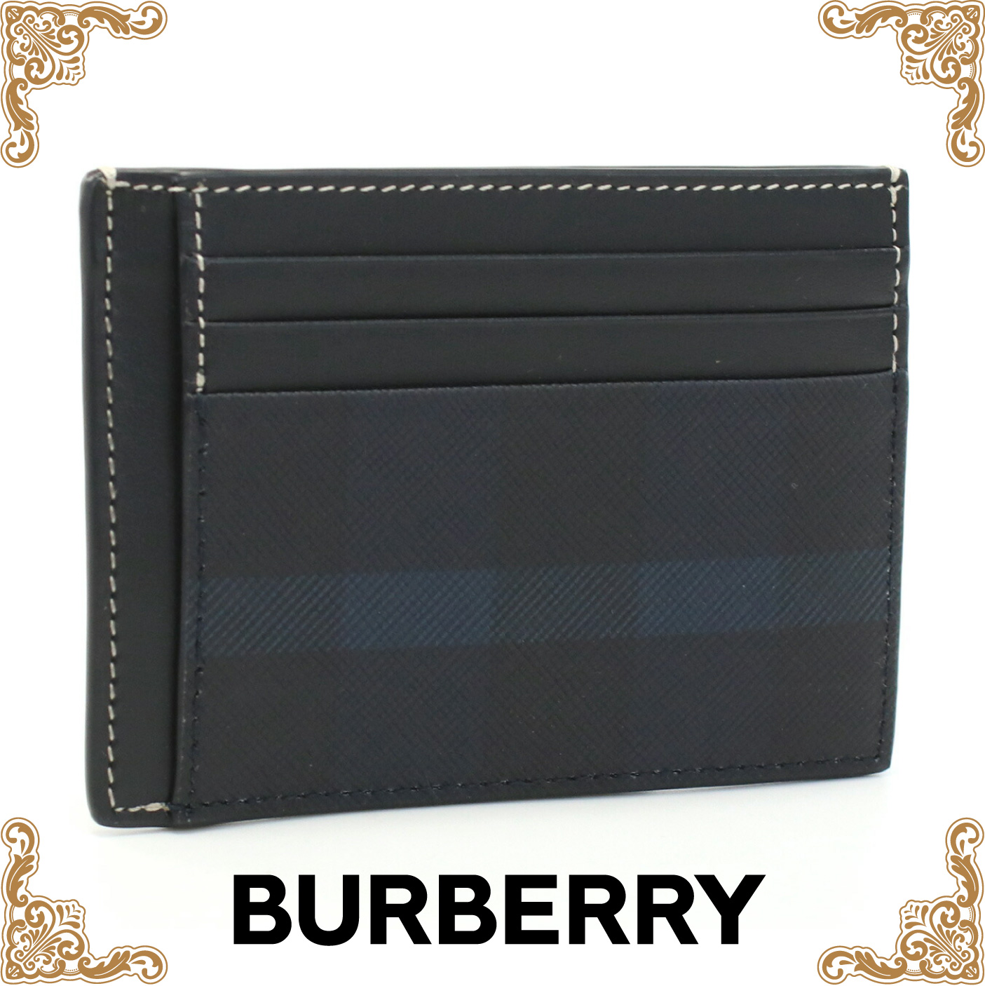 バーバリー BURBERRY  カードケース　ブランド 8074691　B2871 DARK CHARCOAL BLUE ネイビー系　gsm-3