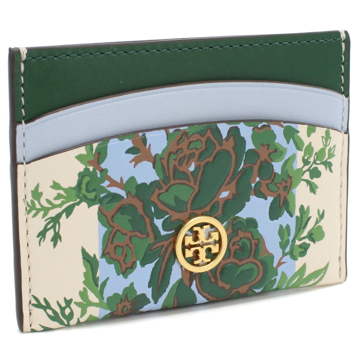 トリーバーチ TORY BURCH ROBINSON MADELINE CASTAING カードケース ブランド  143037　960 IVORY-BLUE-GREEN RAY グリーン系 gsw-3